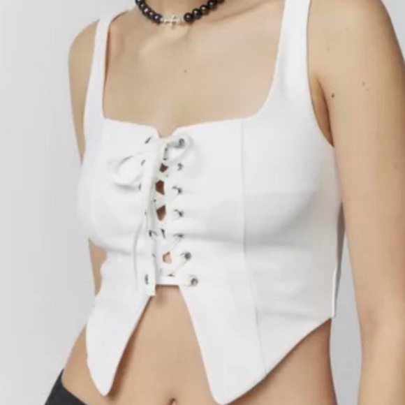 Urban Outfitters Tops - UO Silence + Noise Reina lace-up crop top white